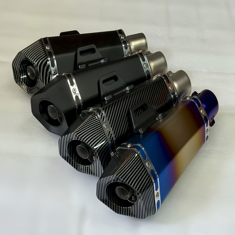 51 Mm Connection Pipe Motorcycle Modification Exhaust Mid Pipe Imitation Titanium Double Blue Compatible With NC700 Z900 GSXR1000 SV650 R6 R3 ZX6R ZX10K7 MT07 Z1000 CB190R Z250 - Image 1
