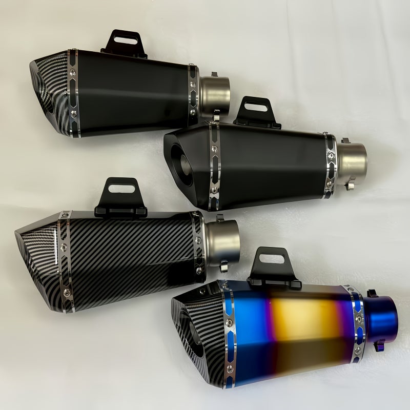 51 Mm Connection Pipe Motorcycle Modification Exhaust Mid Pipe Imitation Titanium Double Blue Compatible With NC700 Z900 GSXR1000 SV650 R6 R3 ZX6R ZX10K7 MT07 Z1000 CB190R Z250 - Image 3