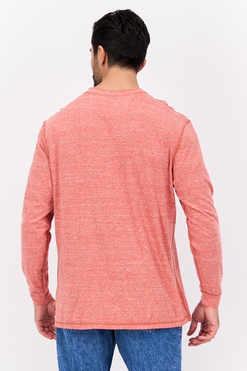 TRUE GRIT Men Crew Neck Long Sleeves Heather T-Shirt, Red - Image 3