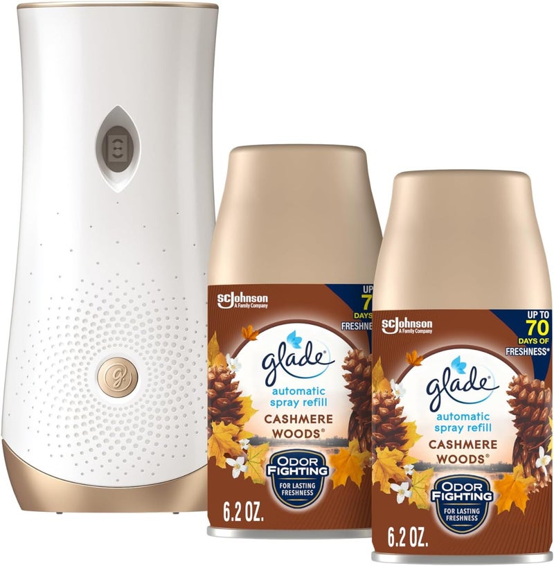 Glade Automatic Spray Refill and Holder Kit, Air Freshener for Home and Bathroom, Cashmere Woods, 6.2 Oz, 2 Count Market mainstream color picks - Image 1