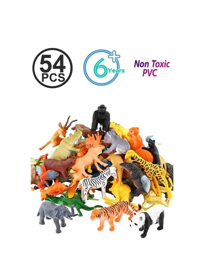 54-Piece Mini Jungle Animals Toys Set 1.9X9.7X4.3inch - Image 1