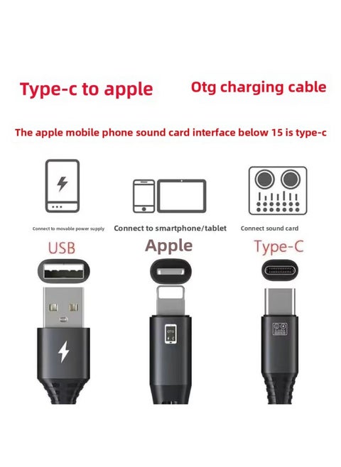 [Sound Card Converter] [Mobile Phone And Sound Card Charge And Use No Current] OTG Live Line Adapter-Model:【type-c To For Apple】
