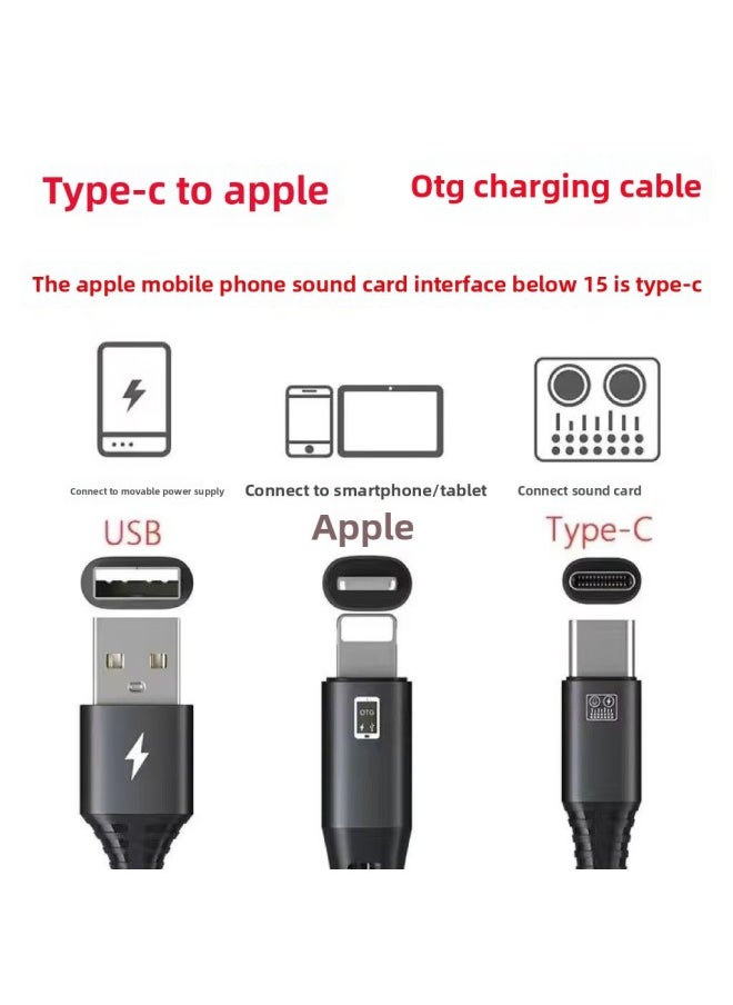 Generic [Sound Card Converter] [Mobile Phone And Sound Card Charge And Use No Current] OTG Live Line Adapter-Model:【type-c To For Apple】  - Image 1