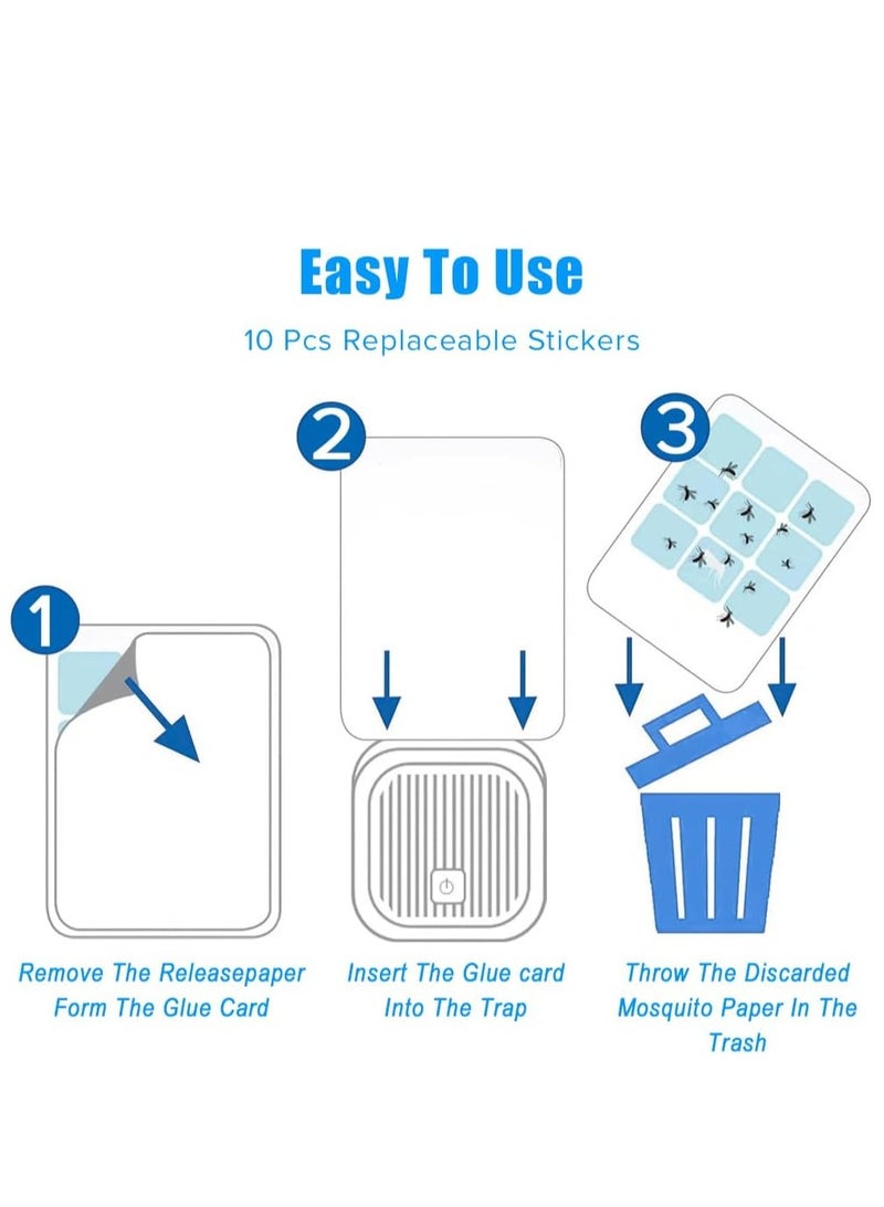 Necomi 2 Piece Adhesive Mosquito Trap + 10 Piece Adhesive Cards, Indoor Mosquito Trap, Captures Houseflies, Fruit Flies and Mosquitoes with Night Light - Image 4