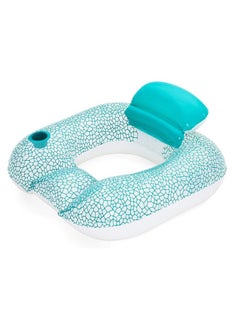 Inflatable Float with Pillow - Blue, Comfortable Pool Float with Headrest for Relaxing Water Fun
