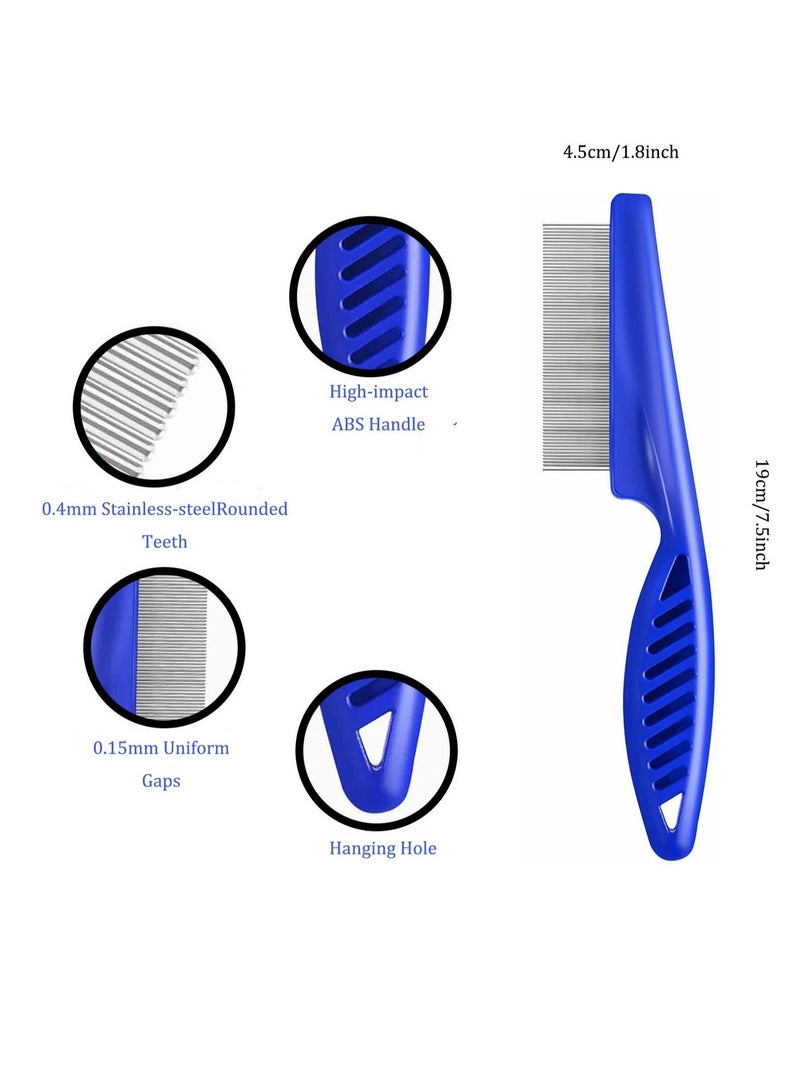 4-Pack Flea Tick Comb, Stainless Steel Round Teeth Dog and Cat Grooming Comb, Double-Sided Professional Pet Tear Stain Remover, Shedding Tool for Small, Medium and Large Pets - Image 3