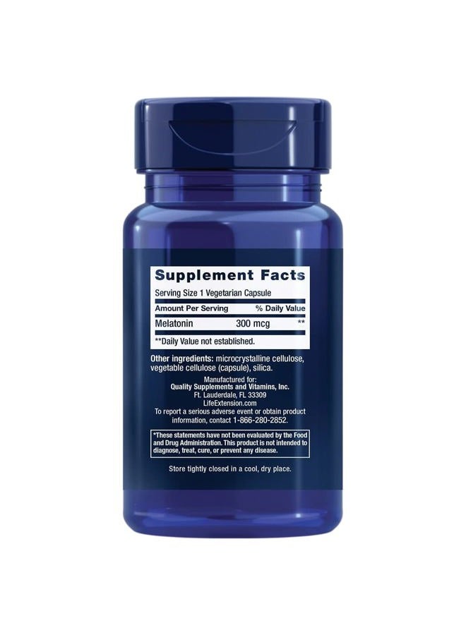 Life Extension Melatonin, 300 mcg, gentle sleep support, healthy circadian rhythms, cellular defense, gluten-free, non-GMO, vegetarian, 100 capsules - Image 2