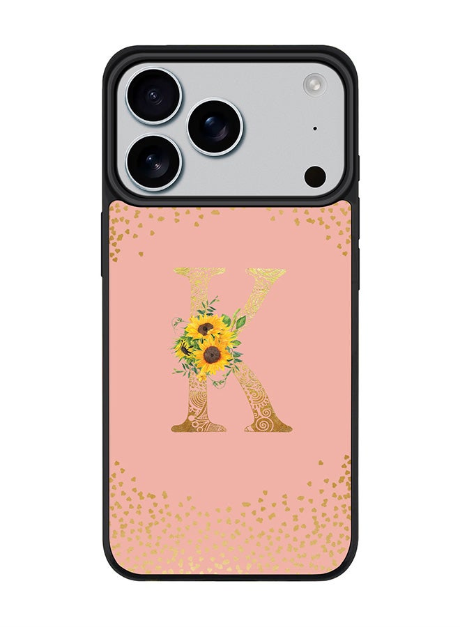 Stylizedd iPhone 17 Pro Case, [Compatible with MagSafe] Slim Magnetic cover Phone Case iPhone 17 Pro -Custom Floral Monogram - K  (Rose Pink ) - Image 1