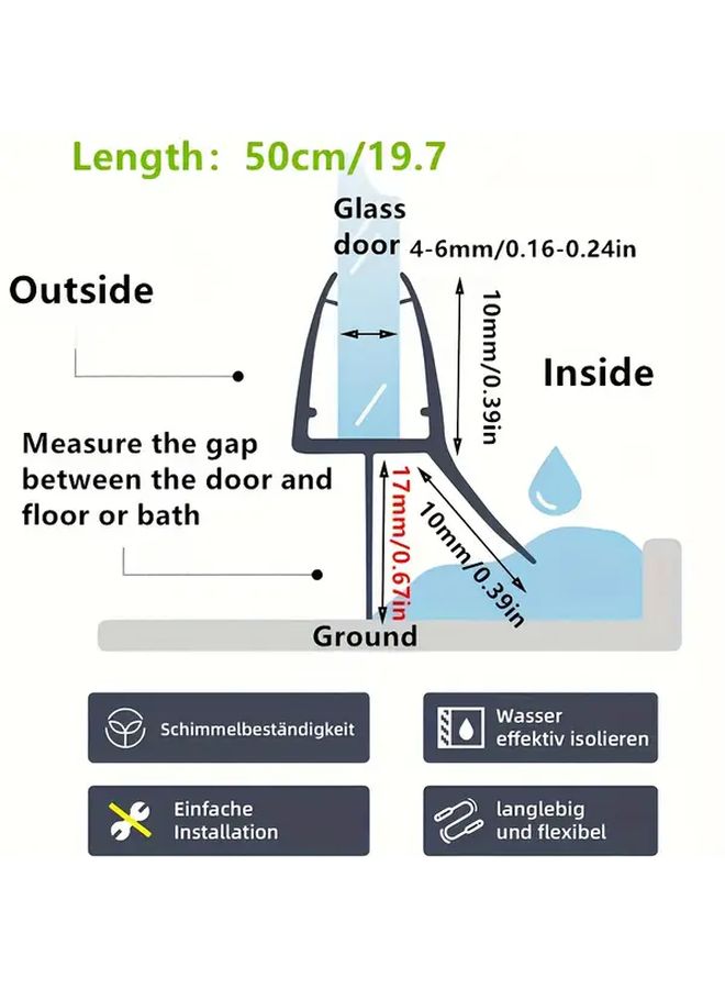 Soft Edge 23 H Frameless Glass Shower Door Magnetic Seal Strip With Internal Grip - Image 3