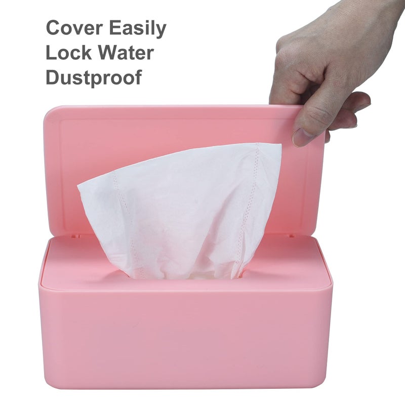 SOCOMAN Diaper Wipes Dispenser, Baby Wipes Case, Baby Wipe Holder Keeps Diaper Wipes Fresh, Wipe Container with Non-Slip Feet (Pink) - Image 4