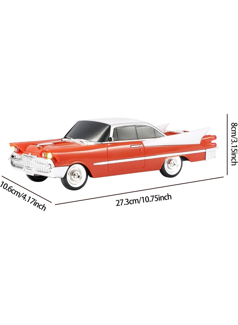 لاكوز مكبر صوت لاسلكي بتصميم سيارة كلاسيكية عتيقة WS-1965 مع راديو FM، منفذ USB/بطاقة TF، مكالمات بدون استخدام اليدين، أضواء LED، نظام صوتي محمول قابل لإعادة الشحن، لون برتقالي - Image 5