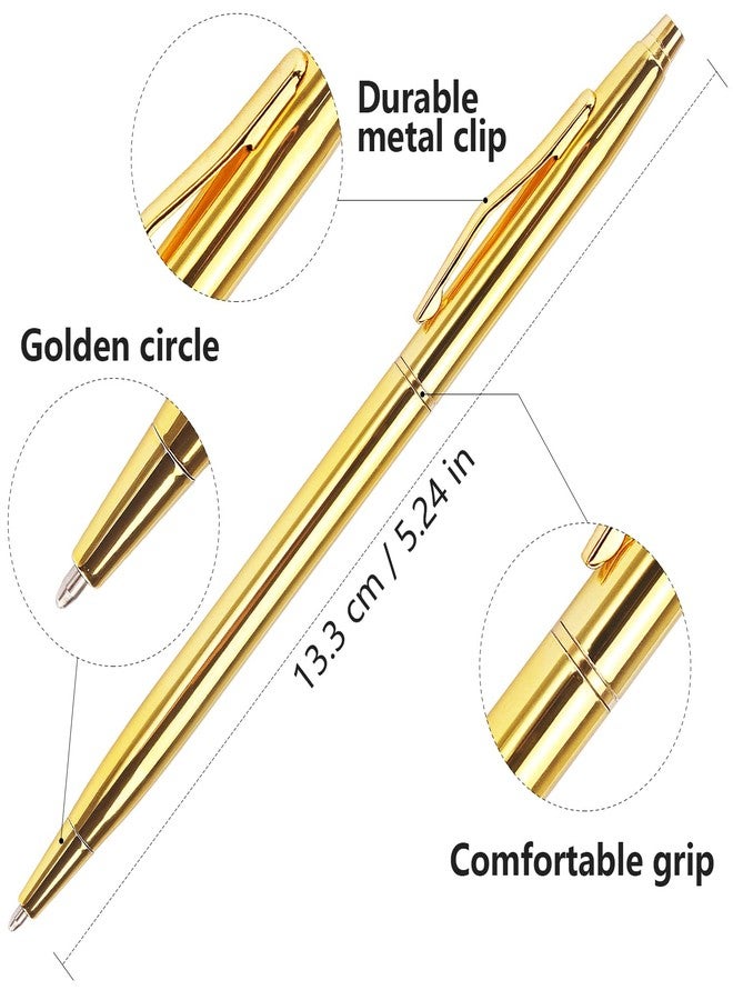 LONGKEY 3 Pack Slim Gold Ballpoint Pens Black Ink 1 mm, Great Gift for Business Office Students Teachers Wedding Christmas (Gold) - Image 2