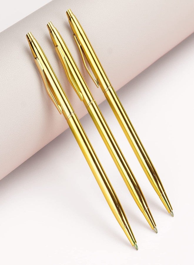 LONGKEY 3 Pack Slim Gold Ballpoint Pens Black Ink 1 mm, Great Gift for Business Office Students Teachers Wedding Christmas (Gold) - Image 5