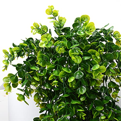 Antspirit 2pcs Artificial Hanging Plants Fake Hanging Plant Faux Eucalyptus Leaf Greenery Vine Outdoor UV Resistant Plastic Plants (2, Green) - Image 3