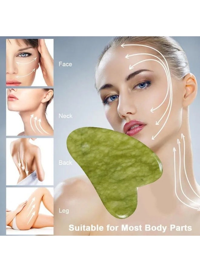 Shein Gua Sha Massage Tool, Natural Jade Scraping Facial Tool for Spa Acupuncture Therapy Treatment On Face Back, Arms, Neck, Shoulder Stone Guasha Neck Beauty Slimming Massager Skin Caring - Image 3