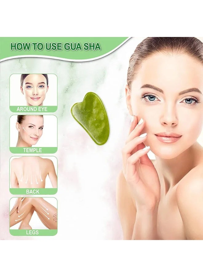 Shein Gua Sha Massage Tool, Natural Jade Scraping Facial Tool for Spa Acupuncture Therapy Treatment On Face Back, Arms, Neck, Shoulder Stone Guasha Neck Beauty Slimming Massager Skin Caring - Image 4