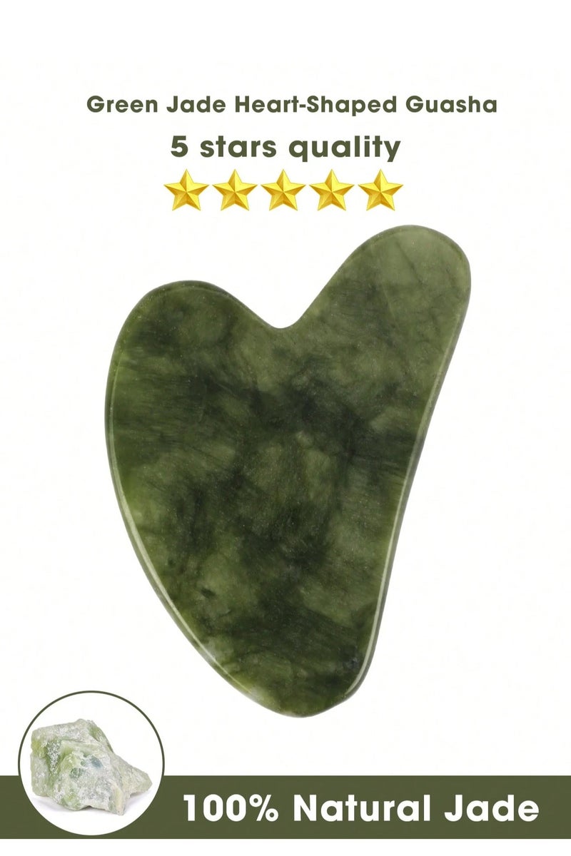 Shein Gua Sha Massage Tool, Natural Jade Scraping Facial Tool for Spa Acupuncture Therapy Treatment On Face Back, Arms, Neck, Shoulder Stone Guasha Neck Beauty Slimming Massager Skin Caring - Image 1