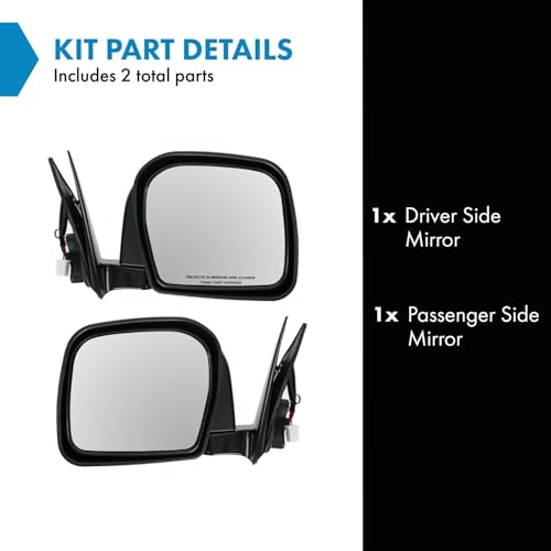 TRQ Driver & Passenger Side Mirror Set Power Compatible with 1999-2002 Toyota 4Runner TO1320174 TO1321174 - Image 2