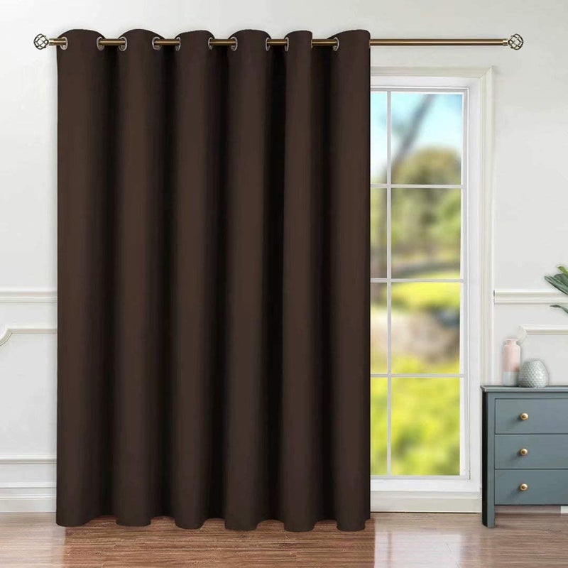 BGment Fashion Sliding Door Curtain 120 X 96 Inches Wide Thermal Blackout Curtains Room Darkening Room Divider Window Curtain 1 Panel Brown 96 Length X Wide 120