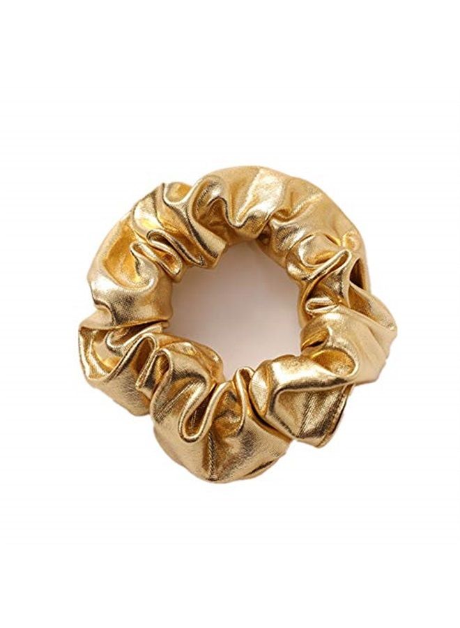 KINFENE 4 Pack Metallic Gold and Silver Bright Cloth Hair Scrunchies Hair Bobbles Elastics Ponytail Holders Hair Wrist Ties Bands Scrunchies for Show Gym Dance Party Club Girl Women - Image 3