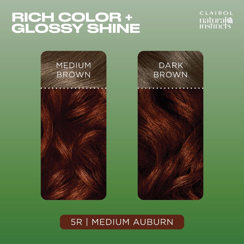 Clairol Natural Instincts Demi-Permanent Hair Dye, 5R Medium Auburn Hair Color, Pack of 3 - Image 4
