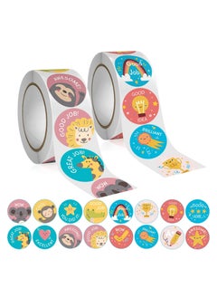 Dominy Reward Stickers for Kids, 2 Rolls 1000 PCS Stickers for Teachers Cute Incentive Elementary Motivational Stickers, Good Job Stickers Teacher Supplies for Classroom, Classwork Award Stickers  - Image 1