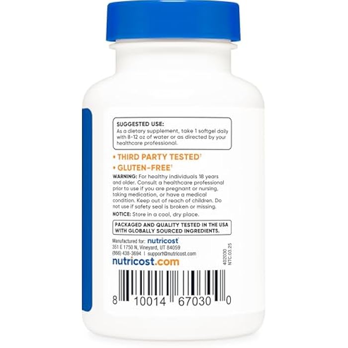 Nutricost Zeaxanthin with Lutein 20mg, 120 Softgels - Potent, Non-GMO, Gluten Free - Image 4