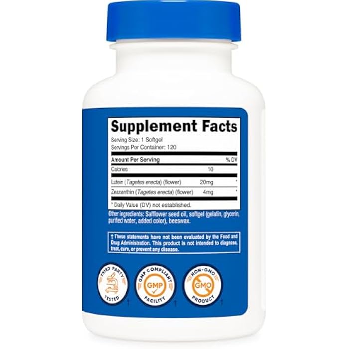 Nutricost Zeaxanthin with Lutein 20mg, 120 Softgels - Potent, Non-GMO, Gluten Free - Image 5