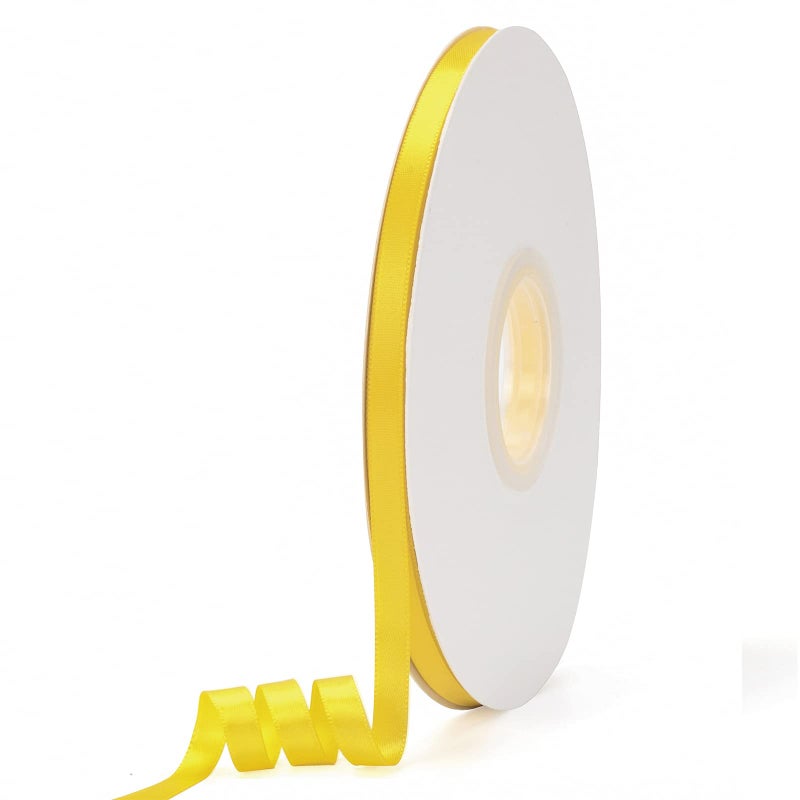 Ewaymado Solid Color Yellow Double Faced Satin Ribbon 14 X 50 Yards Fabric Ribbons Perfect for Wedding and Party DecorationGift Wrapping Sewing Crafts