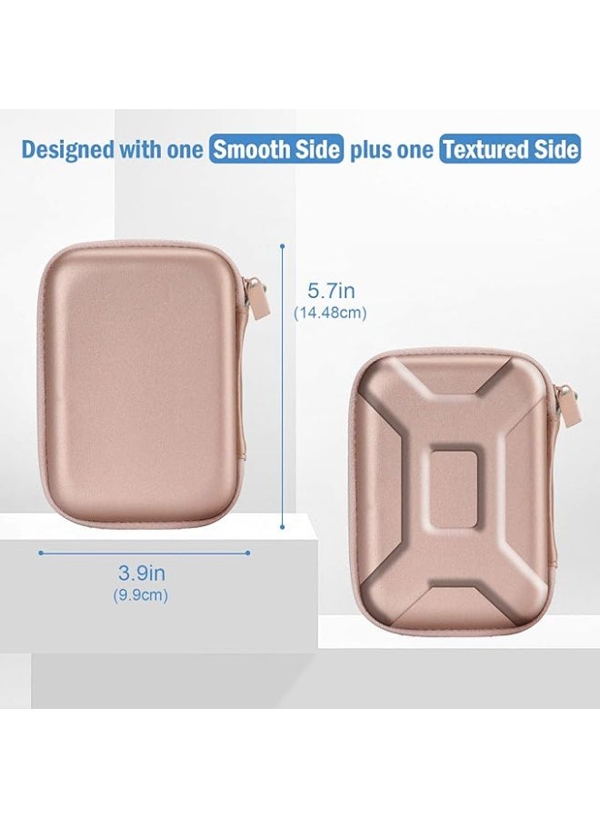 بروكاس غطاء بروكيس لمحركات الأقراص الصلبة الخارجية مقاس 2.5 بوصة يناسب دبليو دي وتوشيبا وكانفيو وسيجيت وسامسونج (SSD وهارد HDD) - شنطة محمولة مضادة للصدمات مع فتحات للبطاقات وملحقاتها - باللون الوردي، زهري - Image 3