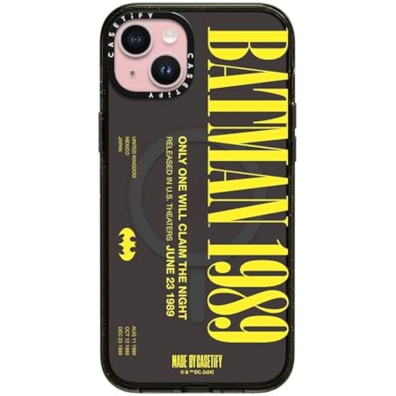 Casetify Impact iPhone 15 Plus Case 【Batman Co-Lab / 4X Military Grade Drop Tested / 8.2ft Drop Protection/Compatible with Magsafe】 - Batman 1989 - Clear Black - Image 1