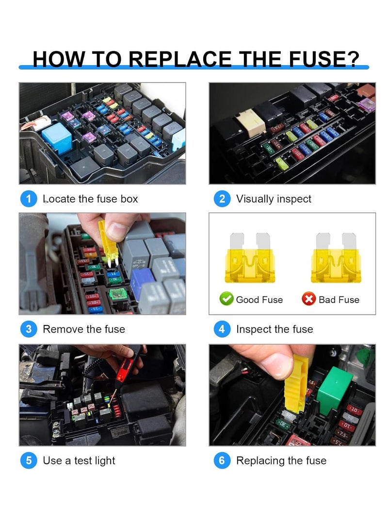 general 182 Pieces Car Fuse Assortment Kit Blade-Type Automotive Kirsite Fuses For Car/RV/Truck/Motorcycle(2A 3A 5A 7.5A 10A 15A 20A 25A 30A 35A 40A) - Image 5