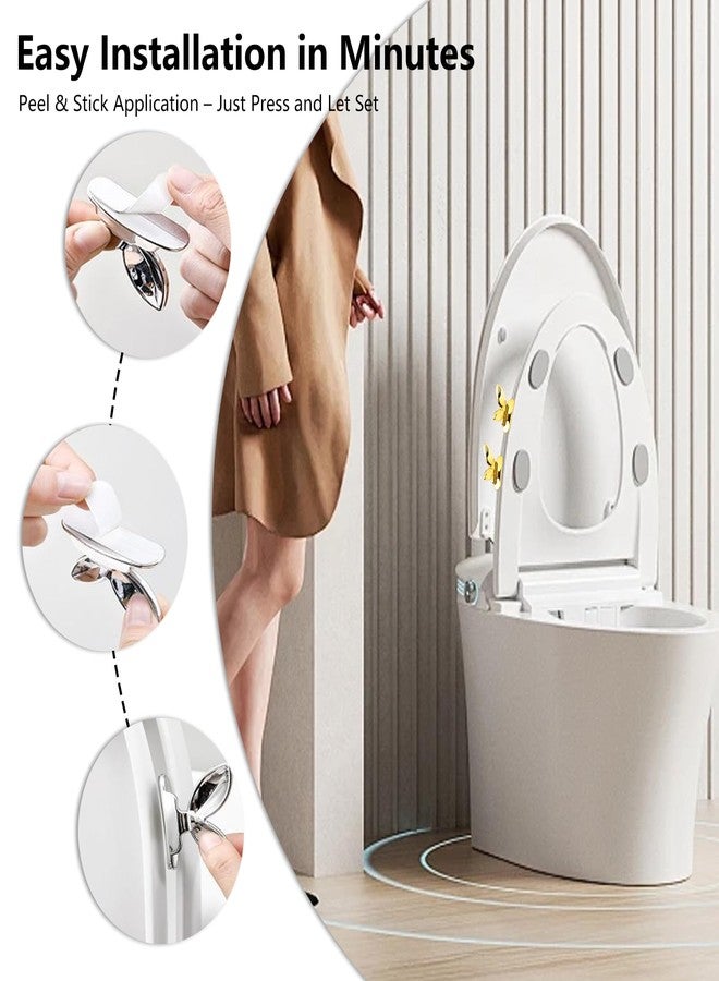 يافيجي YAFIYGI 6 قطع من رافع مقعد المرحاض ذاتي اللصق، ألسنة رفع غطاء المرحاض، حامل مشبك غطاء المرحاض، مقبض لغطاء المرحاض المنزلق، تجنب لمس مقابض مقعد الأدوات، ألسنة منع اللمس - Image 3