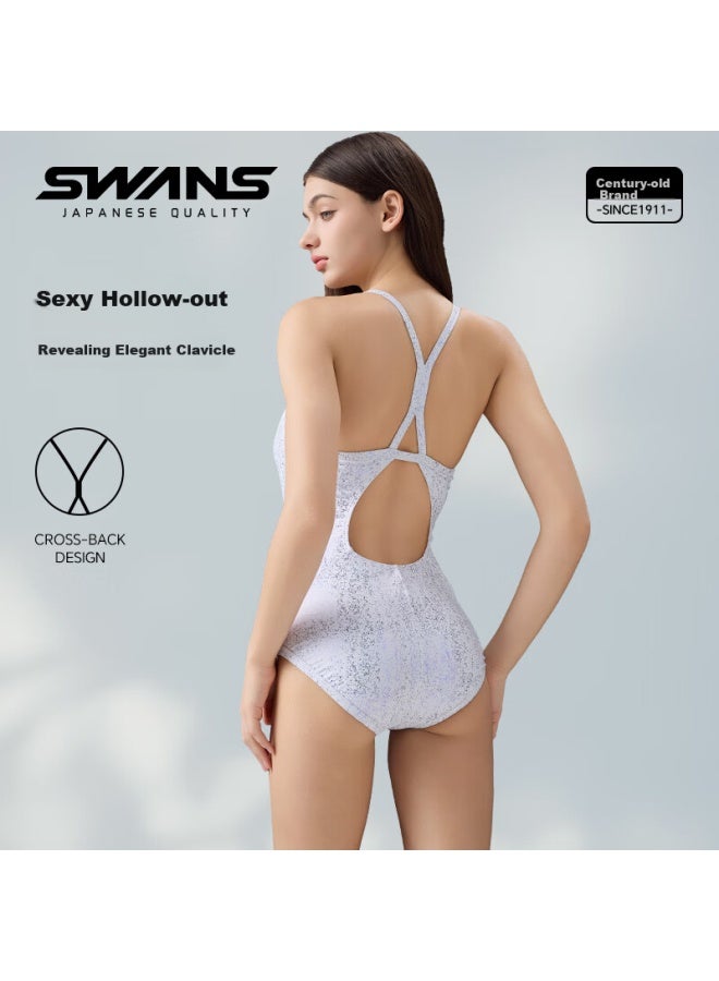 Speed Vision Suan Vision Women's Professional Training One-piece Triangle Swimsuit Quick-drying Chlorine-resistant Sunscreen Slimming Swimsuit White L - Image 1