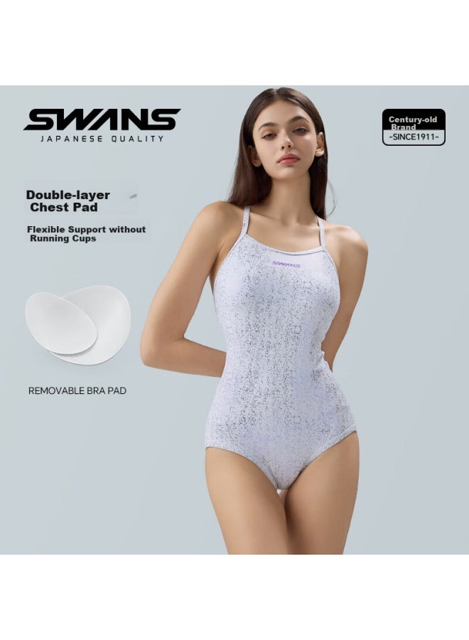 Speed Vision Suan Vision Women's Professional Training One-piece Triangle Swimsuit Quick-drying Chlorine-resistant Sunscreen Slimming Swimsuit White L - Image 3