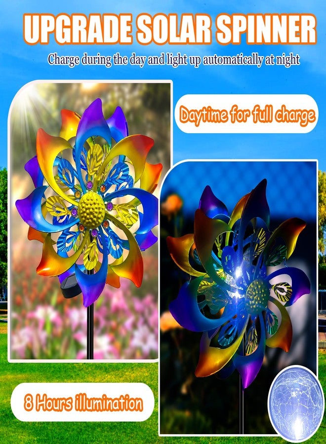 KUKEO 60 Inch Solar Wind Spinner Outdoor - Double-Sided Rotating Colorful Kinetic Wind Spinners for Garden, Yard Decorations Outdoor,Metal Wind Sculptures & Spinners, Wind Art (Colorful) - Image 3