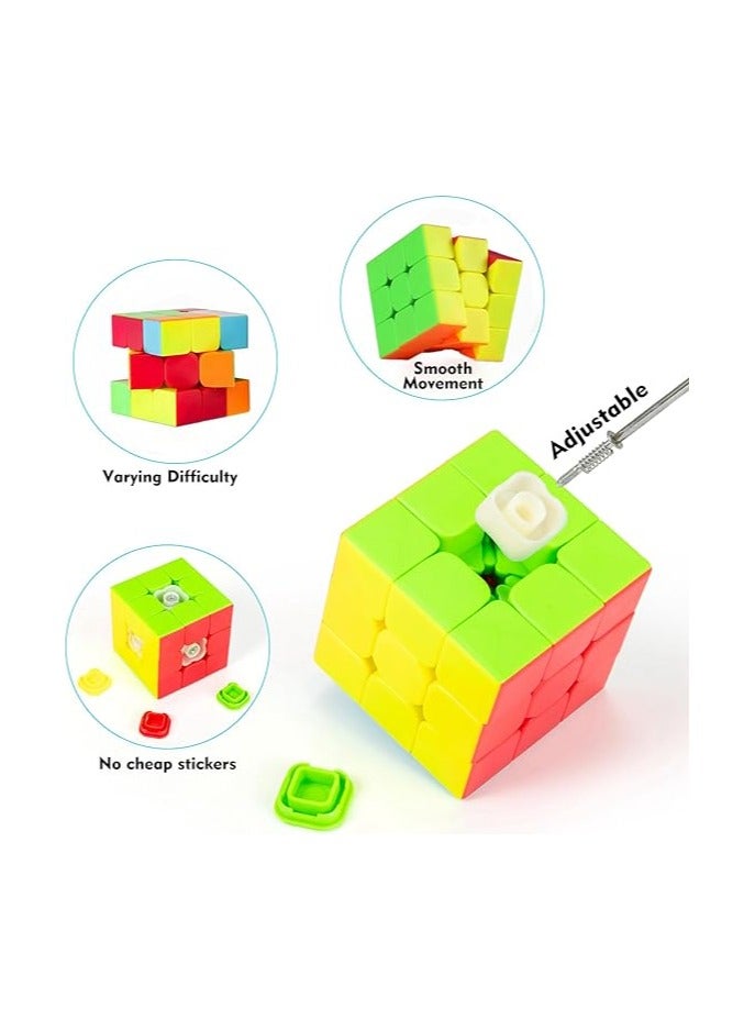 Jurnwey Speed Cube 3x3x3 Stickerless with Cube Tutorial - Turning Speedly Smoothly Magic Cubes 3x3 Puzzle Game Brain Toy for Kids and Adult