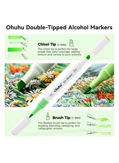 Ohuhu Ohuhu Alcohol Markers Double Tipped Alcohol-Based Art Marker Set For Kids Adults Coloring Illustration Great Value Pack For Students' Art Class,Better Designed Grip(New 48 Colours,Brush & Chisel),Multicolour  - Image 2