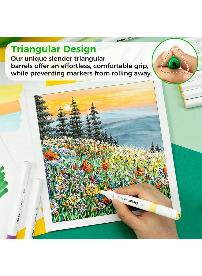Ohuhu Alcohol Markers Double Tipped Alcohol-Based Art Marker Set For Kids Adults Coloring Illustration Great Value Pack For Students' Art Class,Better Designed Grip(New 48 Colours,Brush & Chisel),Multicolour - Image 3