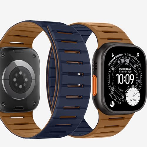 Bisikor Compatible with Apple Watch Band 49 46 45 44 42mm, Double Sided Wearable Soft Breathable Replacement Loop Strap for iWatch Ultra SE Series 11 10 9 8 7 6 5 4 3 (Brown/Indigo) - Image 2