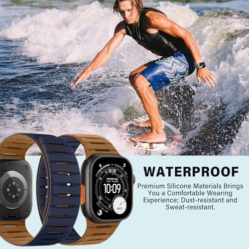 Bisikor Compatible with Apple Watch Band 49 46 45 44 42mm, Double Sided Wearable Soft Breathable Replacement Loop Strap for iWatch Ultra SE Series 11 10 9 8 7 6 5 4 3 (Brown/Indigo) - Image 5