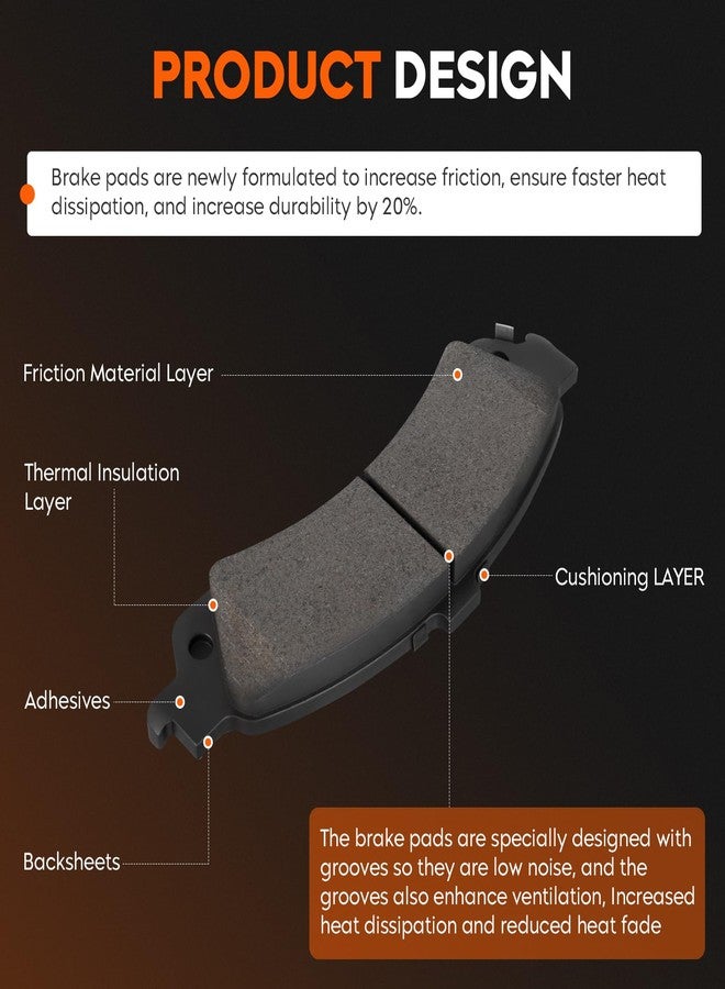 AEagle طقم تيل فرامل سيراميك خلفي لسيارات شيفروليه سيلفرادو 1500، وجي إم سي سييرا 1500 (2001-2006)، وسوبربان 1500، وتاهو، ويوكون XL 1500 (2000-2006)، وكاديلاك إسكاليد ESV EXT، وأفالانش 1500 (2002-2006)، 4 قطع - Image 3