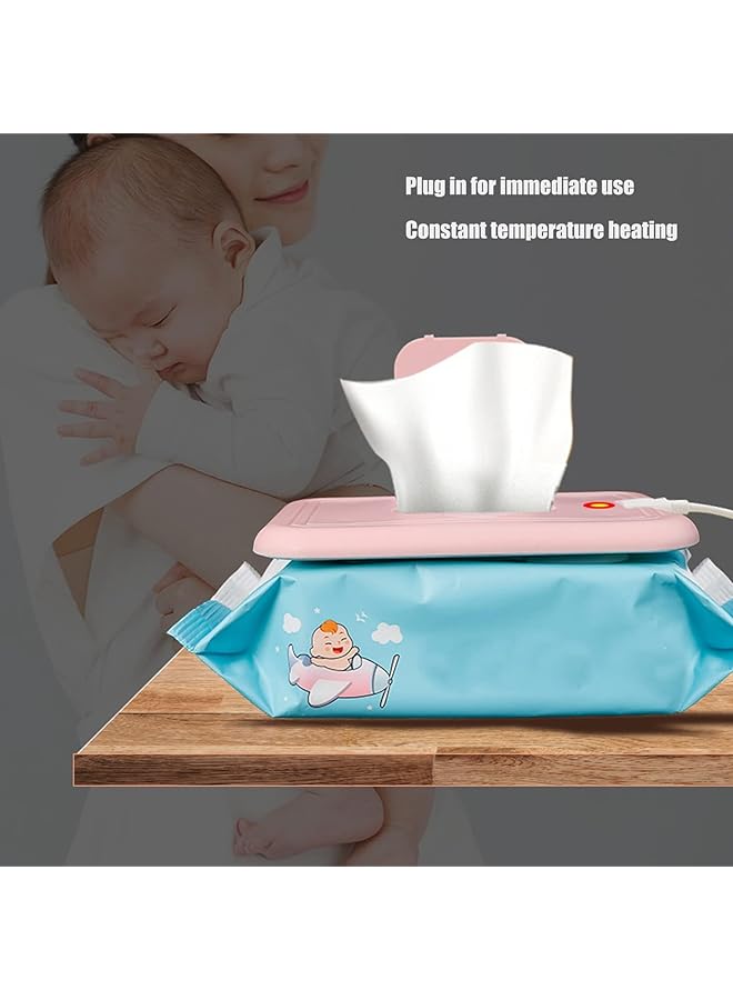 Excefore Wipes Warmer Baby Wipe Heater Warm Wipes For Babies Usb Powered Wipe Warmer Travel Wipes Warmer Baby Shower Gifts Portable Wipes Warmer For Car Use (Pink) - Image 2