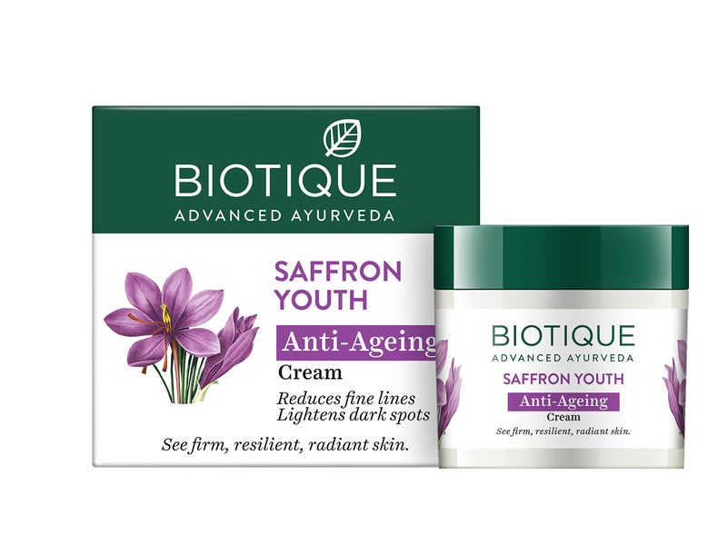 Biotique Saffron Dew 50g -- Ageless face & body cream - Image 1