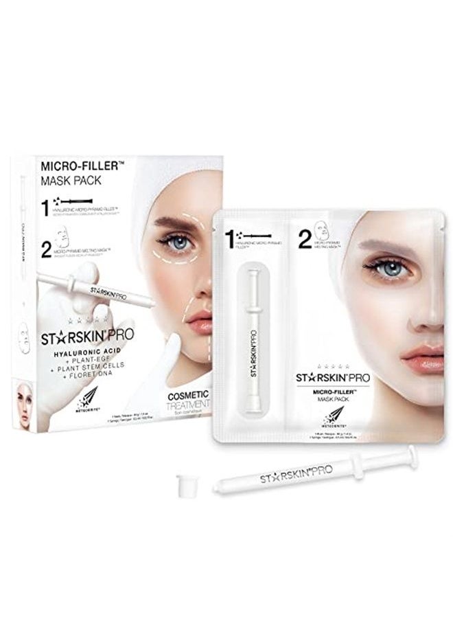 STARSKIN Pro Micro-Filler Mask Pack - Anti-Aging - Contains Hyaluronic Acid Micro-Pyramids - 1 Filler Syringe and 1 Melting Mask 