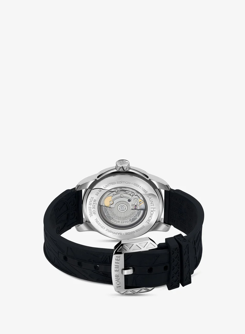 Saint Honore Paris  Tour Eiffel Black Dial Black Silicone Strap Analog Watch for Men 42mm for Men | Best Price UAE