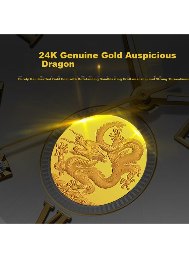 ROSDN Ros Dn Auspicious Dragon Fortune-bringing 999 Pure Gold Coin Calendar, Waterproof Fully Automatic Mechanical Men's Watch, Birthday Gift For Men, Present For Husband - Image 2
