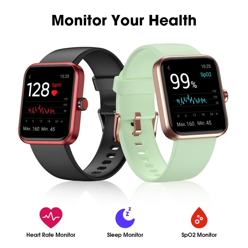 TYKOIT Smart Watch, Fitness Tracker with Heart Rate Monitor, Blood Oxygen, Sleep Watch, 41mm Touchscreen Smartwatch for Android iOS Swimming Waterproof Pedometer Step Calories Tracker for Women Men - Image 2