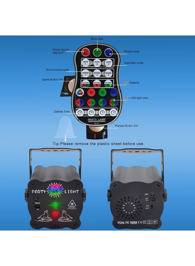 WALALLA Stage Lights Party Lights DJ Disco Lights, Sound Activated Strobe Lights with Remote Control Laser Lights Show Projector, Glow Party Decor,Suitable for Dance Party Karaoke Living Room - Image 2