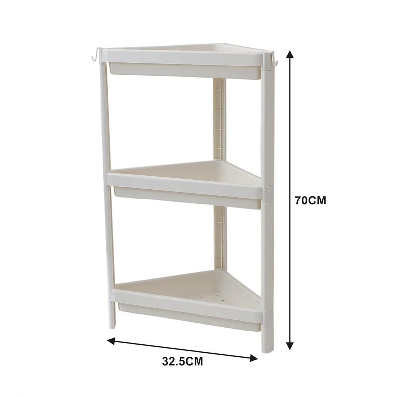 Homestic Corner Shelf for Bathroom|3 Layer Triangle Rack for Storage|Plastic Shelf for Bathroom, Kitchen|Bathroom Shelf Organizer|White - Image 2